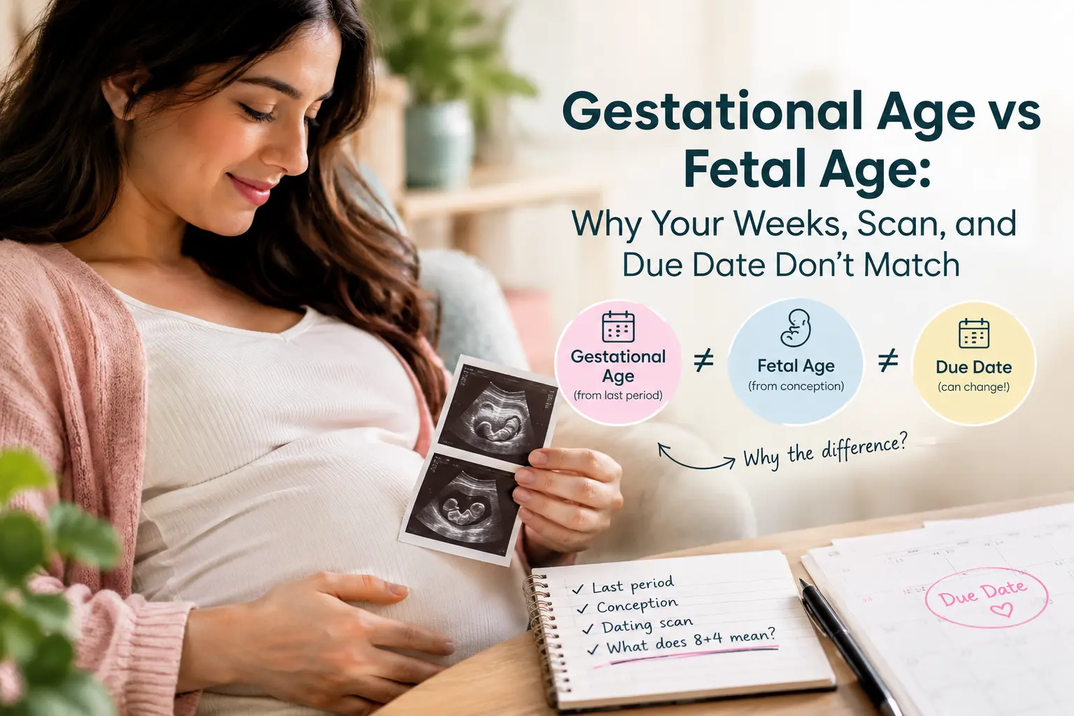 Gestational Age vs Fetal Age: Why Your Weeks, Scan, and Due Date Don't Match